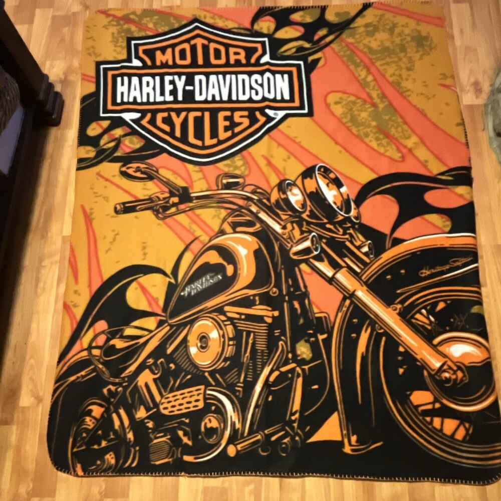 Harley-Davidson Motorcycles Graphic Print Multicolor Throw Blanket, 1pc 47 x 65